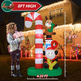 Christmas Inflatables Outdoor Decoration 8 Ft Santa Claus Joy Reindeer Snowman Candy Cane Inflatable With Led Light Chri