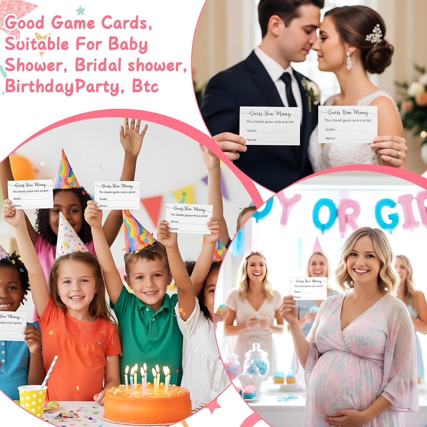 50Pcs Guess How Many Game Cards, Minimalist Guess How Many Baby Shower Game, Birthday Party Activities, Bridal Shower Wedding Cards(3.5" X 2.1")