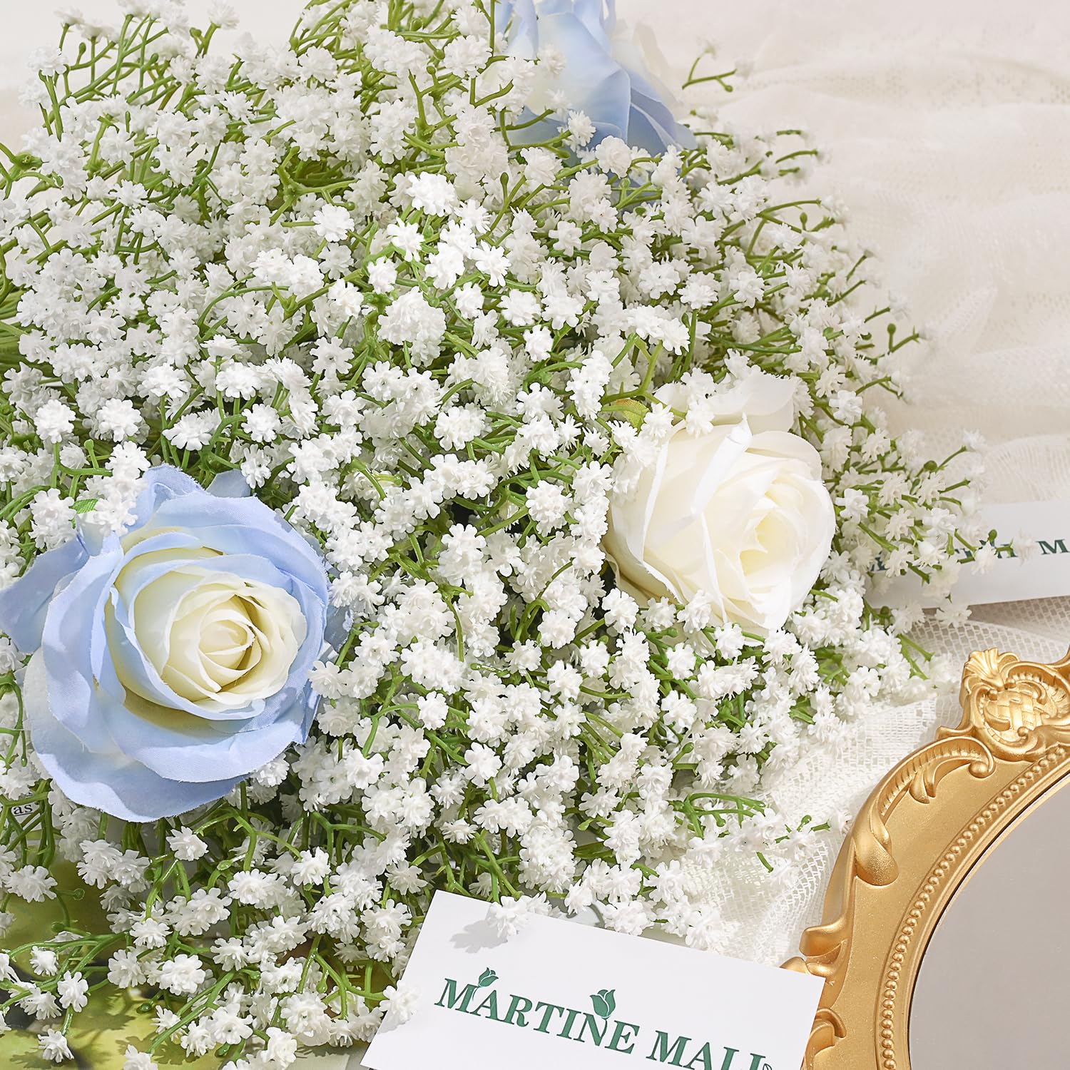 Babys Breath Artificial Flowers, 10 Pcs White Baby Breath Flowers Artificial Bulk, Fake Babys Breath Gypsophila Real Touch Faux Babys Breath For Wedding Floral Arrangement Home Decor