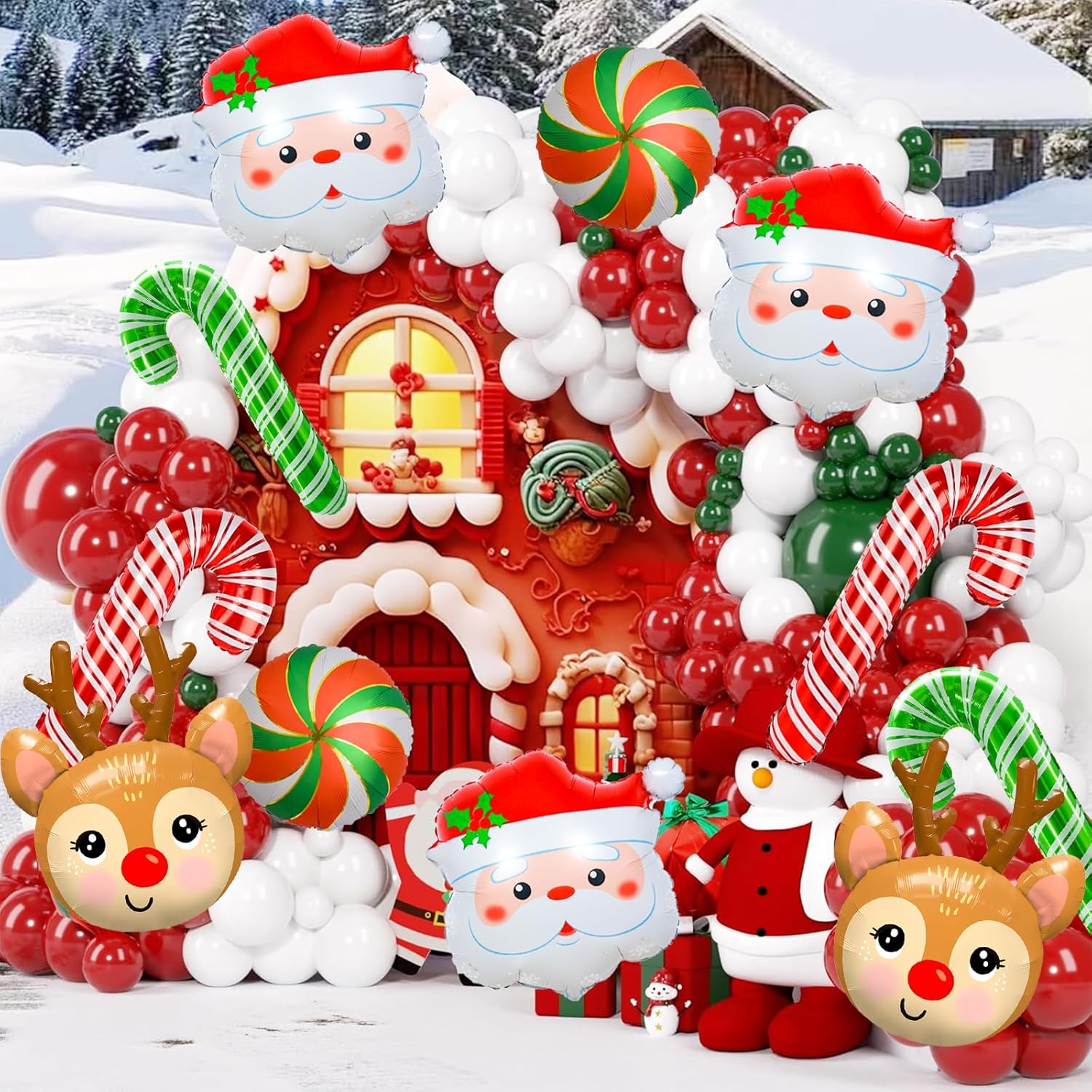 Santa Claus Foil Party Balloons, Merry Christmas Balloons, Elk Christmas Ballons For New Year Eve Holiday Festival Birthday Party Decorations (Elk & Santa Claus)