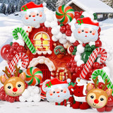 Santa Claus Foil Party Balloons, Merry Christmas Balloons, Elk Christmas Ballons For New Year Eve Holiday Festival Birthday Party Decorations (Elk & Santa Claus)