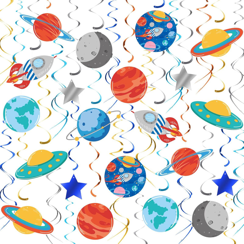 30 Pieces Space Party Decorations,Solar System Hanging Swirl Decoratio