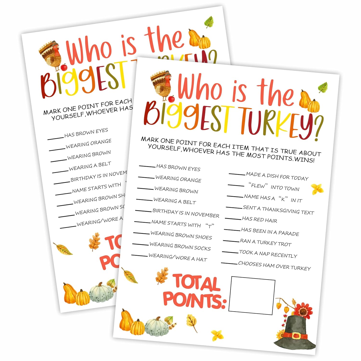 Thanksgiving Party Icebreaker Card - Who Is The Biggest Turkey -A Set Of 20 Game Cards, Thanksgiving Dinner Game For Adults, Friendsgiving, Harvest, Holiday, Party Supplies - A03