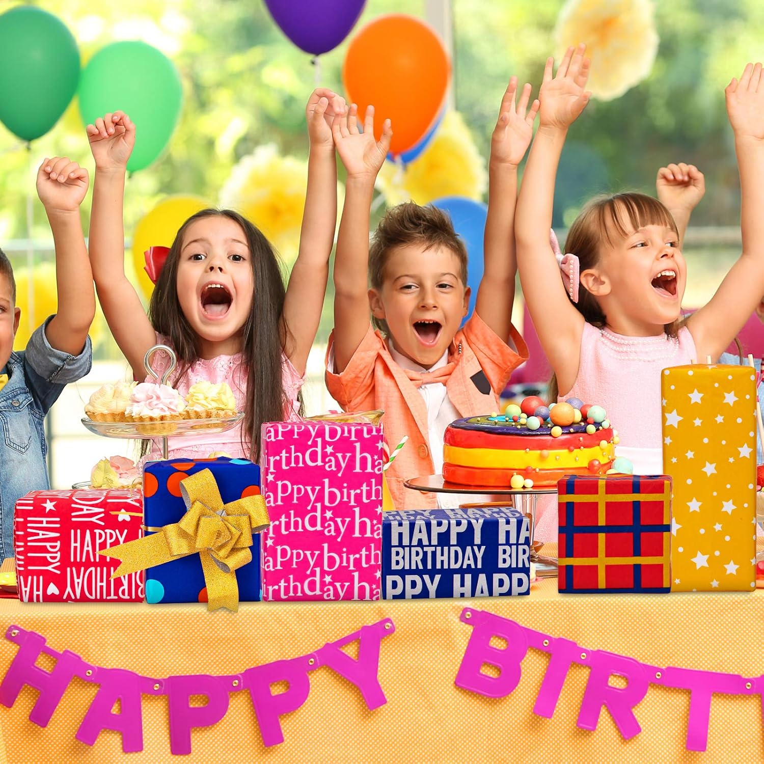 120 Count Happy Birthday Gift Tissue Paper - Assorted Pattern Wrapping Paper - 13.8 X 19.7 Inch - Classic, Unique - Mixed Color - Birthday Occasion