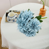 7 Heads Fake Dahlia Flower Bouquet Silk Dahlias Flowers Artificial Flowers Realistic Fake Flowers For Wedding Bride Party Home Hotel Office Diy Desk Decorations, Pack Of 1, Dusty Blue