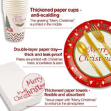 200 Pcs Merry Christmas Disposable Dinnerware Set For 25 Guests Christmas Paper Plates (7"& 9"), Paper Cups, Napkins, Plastic Cutlery For Xmas Winter Holiday Dinner Party Celebrations