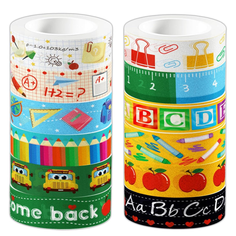 Back To School Washi Tape - 12 Rolls First Day Of School Colorful Washi Maskin