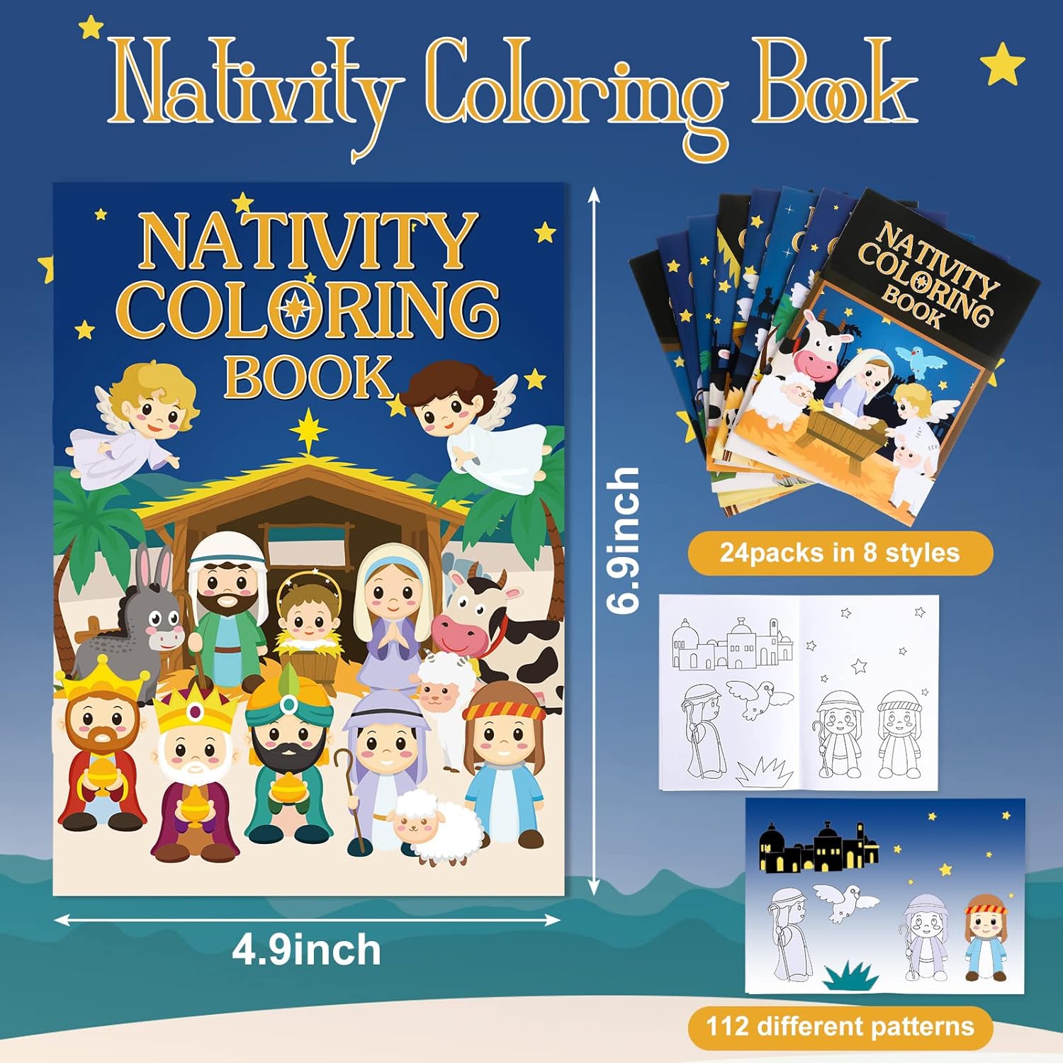24 Pieces Christmas Nativity Activity Coloring Book The Nativity Of Jesus Coloring Page For Christmas Holiday Party Gift Goodie Bags Rewards Carnival Prizes