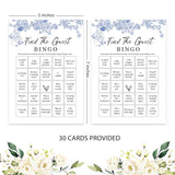 Find The Guest Bingo Bridal Shower Game-Set Of 30, Blue Floral Bridal Shower Cards, Something Blue Before I Do Decorations, Wedding Party Game Cards For Guests, Bridal Shower Ideas-Hlyxb03