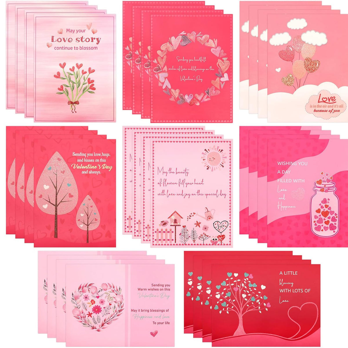24 Pack Valentines Day Cards With Envelopes Religious Glitter Valentine'S Cards With Envelopes Blessings Note Blank Inside 4 X 5.25