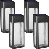 4 Pack Solar Fence Post Lights Aluminum Glass Waterproof Outdoor Wall Accent Lights