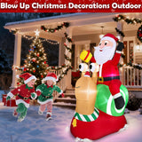 6 Ft Funny Christmas Inflatable Outdoor Decoration, Light Up Christmas Santa Riding Snail Built-In 6 Leds Lights, Blow U