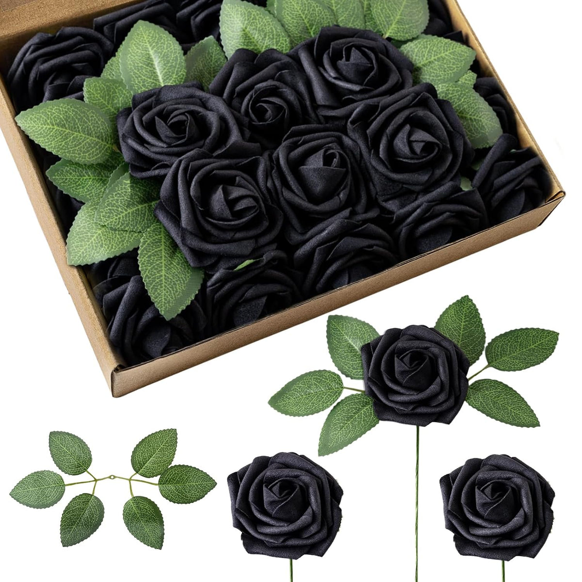 Fake Roses Artificial Flowers Real Look 25 Pcs Foam Fake Roses With Stems For Diy Wedding Bouquets, Centerpieces, Bridal Showers, Parties, And Home Decor