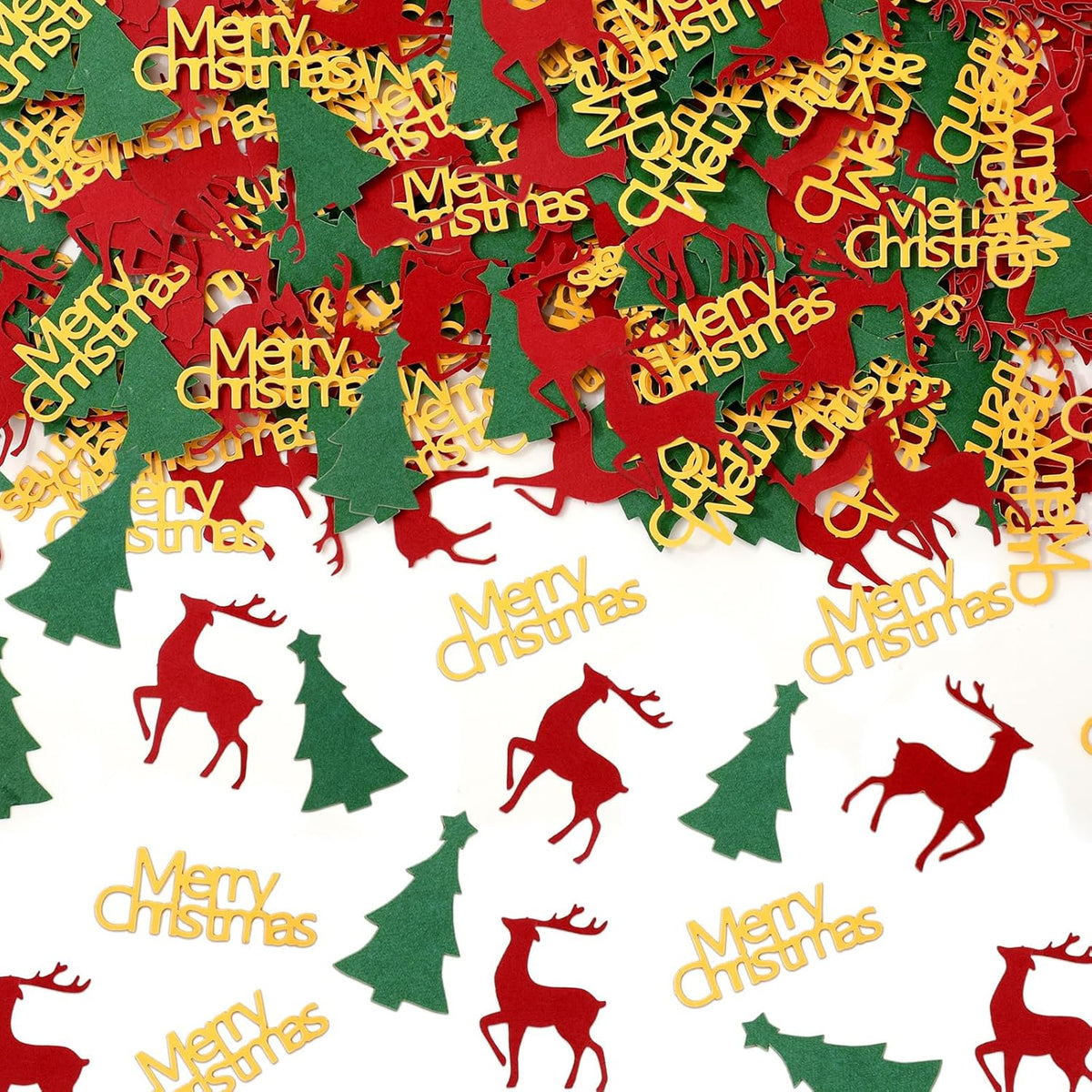 Merry Christmas Confetti Xmas Tree Elk Mixed Table Confetti Sprinkles For Christmas Party Crafts Diy Decoration, 300Pcs