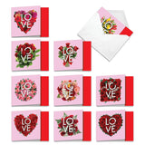 - 10 Boxed Valentine Note Cards With Envelopes - Loving, Heartfelt Assorted Greeting Cards For Valentine'S Day (4 X 5.12 Inch) - Blooming Love Mq5662Vdg-B1X10