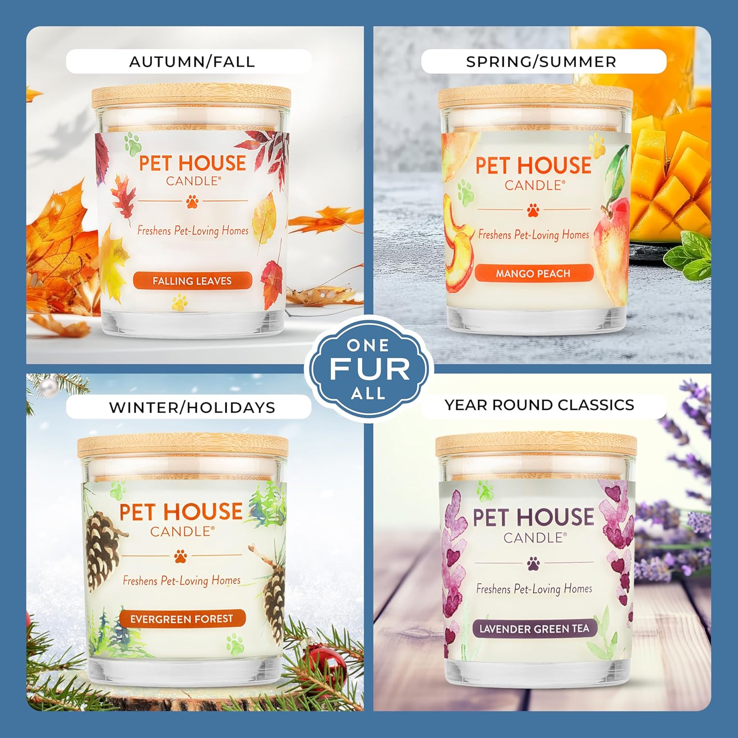 Pet House Candle Plant-Based/Soy - Clean Burning Scented, Long Lasting Pet Odor Candle For Home - Pecan Pie