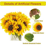 10Pcs Sunflowers Artificial Flowers, Fake Silk Sunflower With Long Stem, Artificial Sunflowers For Fall Home Decor, Baby Shower, Wedding Decor And Cemetery Flowers Decor