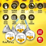 324 Sunflower Hugs And Kisses From The New Mr. & Mrs. Kisses Wedding Stickers, Floral Chocolate Drops Labels Stickers For Weddings, Bridal Shower Engagement Party, Bride And Groom Favors. Made In Usa