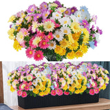 12 Bundles Artificial Fake Flowers For Outdoor Decoration,Uv Resistant Faux Plastic Fabric Greenery Shrubs Plants Fake Flowers Hanging Planter Kitchen Home Wedding Office Garden