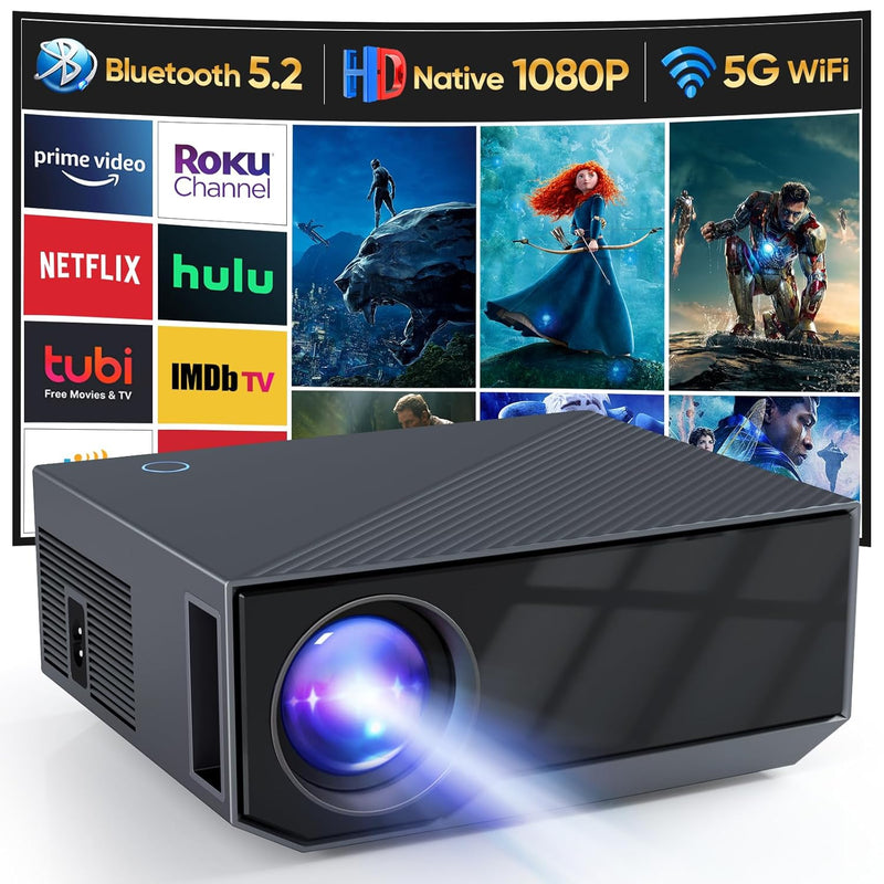 4K 1080P Projector with WiFi, Bluetooth, 18000L, 300" Max, Android/iOS