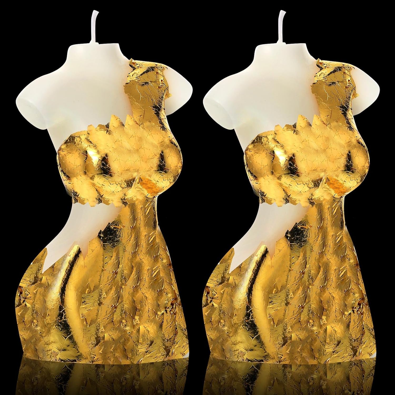 2 Pcs Female Shaped Soy Wax Scented Candle Woman Bust Candle Handmade Scented Decorative With Gold Foil For Christmas Party Gifts Bedroom Bathroom Wedding Decor(Aesthetic,White)
