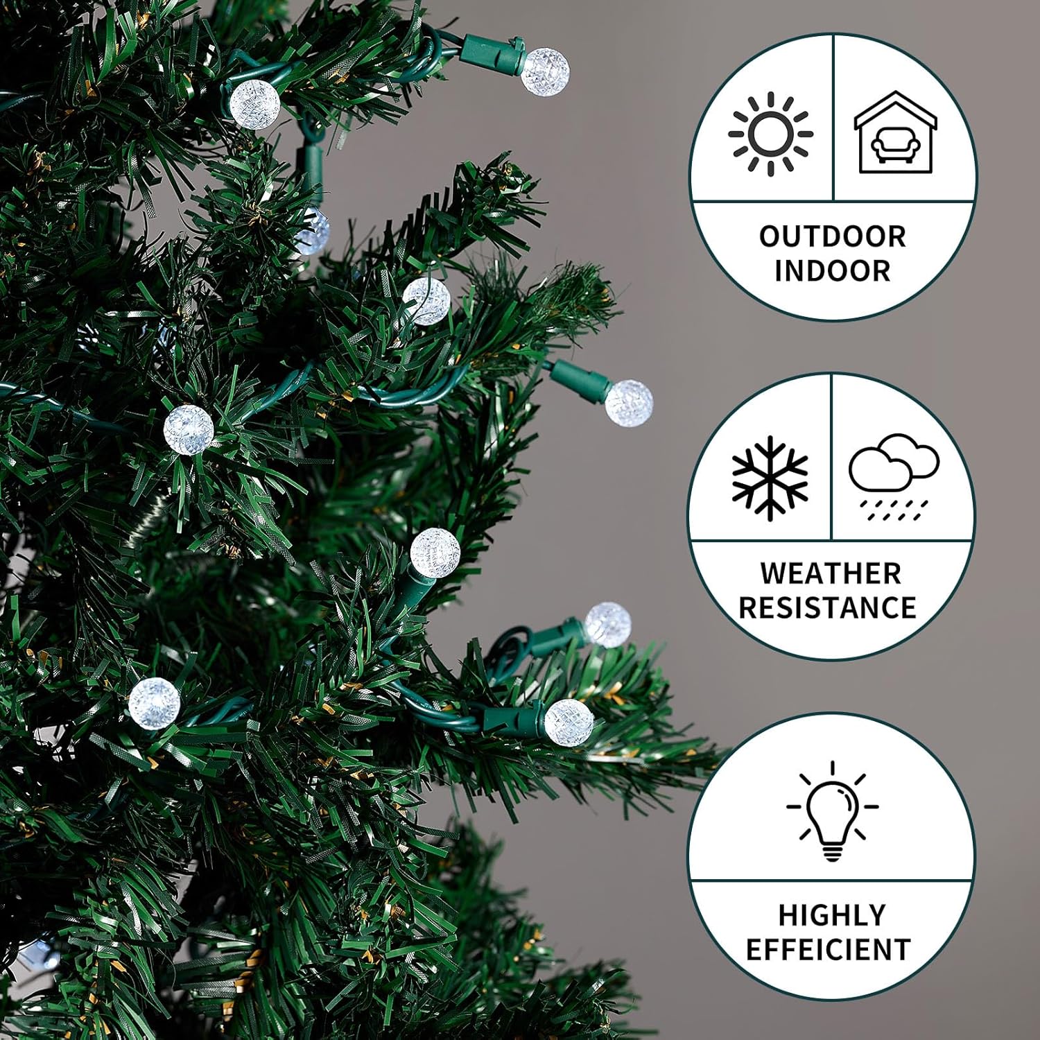 Ul Certified 70 Count G14 Raspberry Cool White Led Christmas Lights, Total 24.83 Feet Length,Indoor And Outdoor,Electric