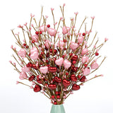 Valentines Day Gifts 24 Pack Valentine'S Day Decorations Pearlescent Valentines Picks With Red And Pink Heart Shaped Berry For For Anniversary Wedding Candlelight Dinner