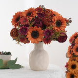 2 Bunches Artificial Fall Sunflowers Flowers, Fake Silk Fall Flowers Decorations For Dining Room, Kitchen, Office, Thanksgiving, Farmhouse, Harvest Decor