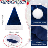 20 Pcs Santa Hats Bulk Plush Christmas Hats For Adults Women Men Holiday Party Costume(Navy Blue)