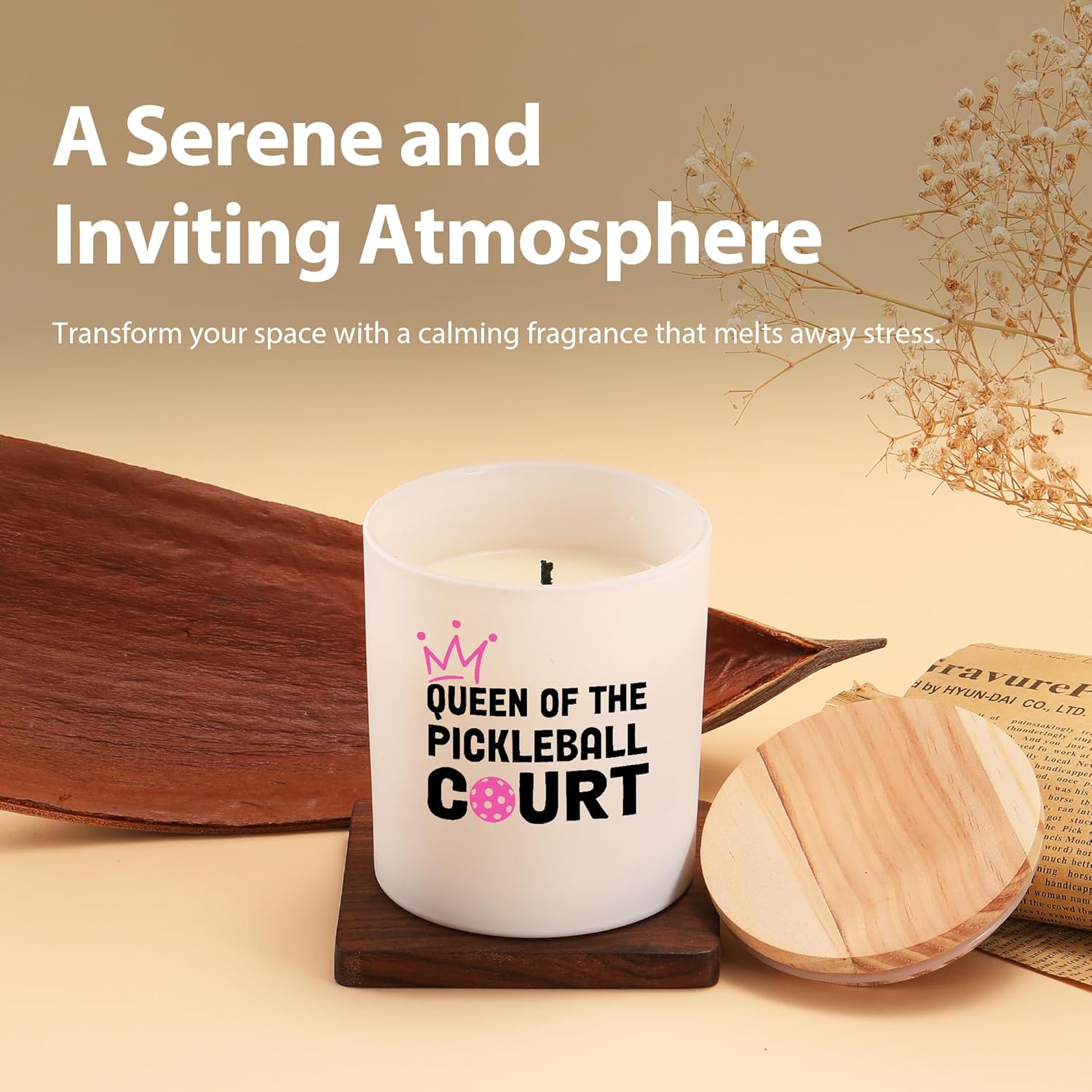 Queen Of The Pickleball Court Pickleball Gifts For Women Mom Sister Aunt Scented Candle For Home Office Pickleball Lovers Players Jar Candle Sage Floral Lavender Scent 9.5 Oz