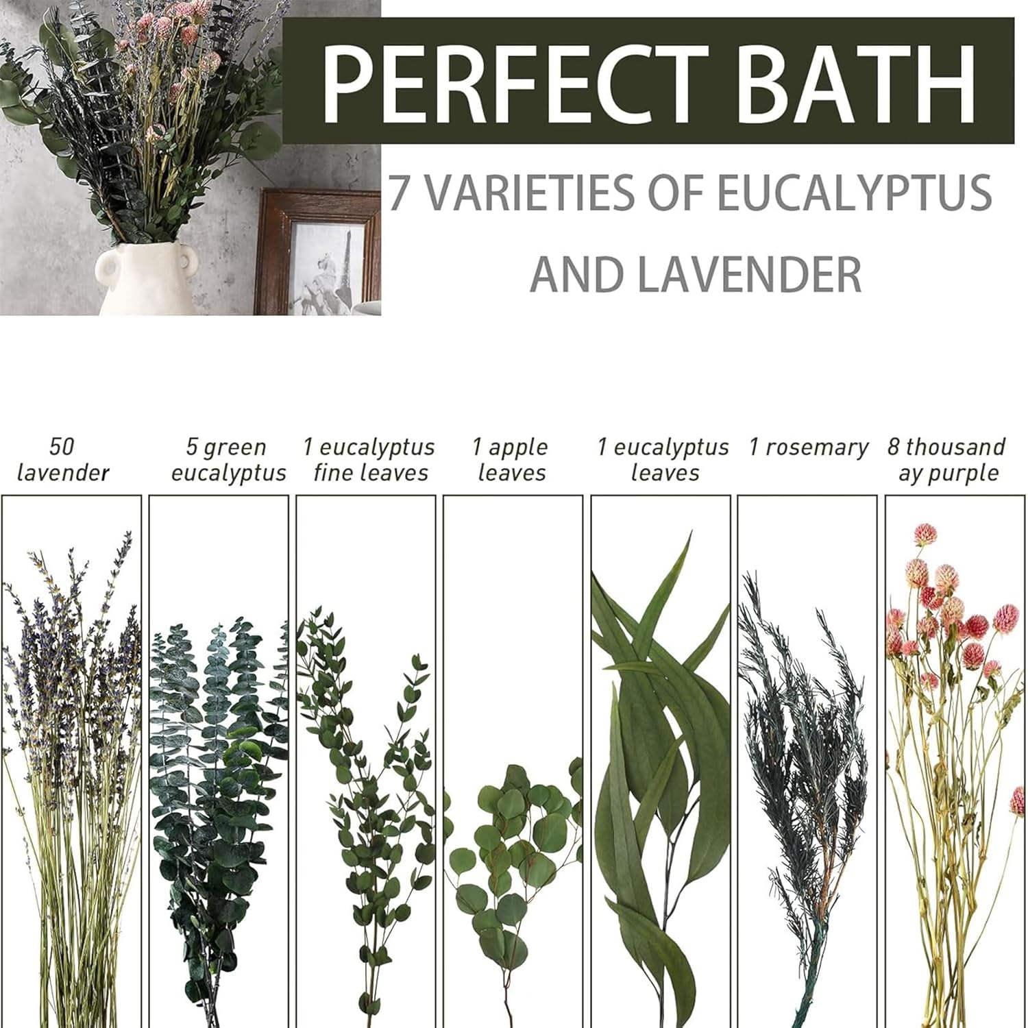 67 Pcs Dried Lavender Eucalyptus Plant For Shower - Natural Hanging Bundle With Real Leaves Branches For Spa, Bathroom Decor, Flowers Arrangement