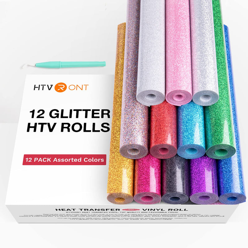 Glitter Htv Heat Transfer Vinyl Bundle 12 Rolls - 10'' X 5' Glitter Iron On Vi