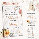 78 Pcs Baby Shower Games Sign Kit For Boys Girls, Wooden Box And Sign, Blank Wooden Blocks For Diy Drawing, Markers, Baby Shower Game For Gender Reveal Activity, Baby Shower Ideas Decorations, Bear B