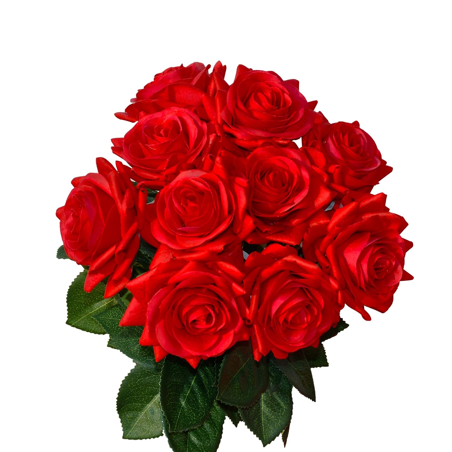Artificial Red Rose 10 Stems Silk Flowers With Bendable Plastic Stems For Valentine'S Day Wedding Centerpieces Home Decor Gifts 13.5 Inch
