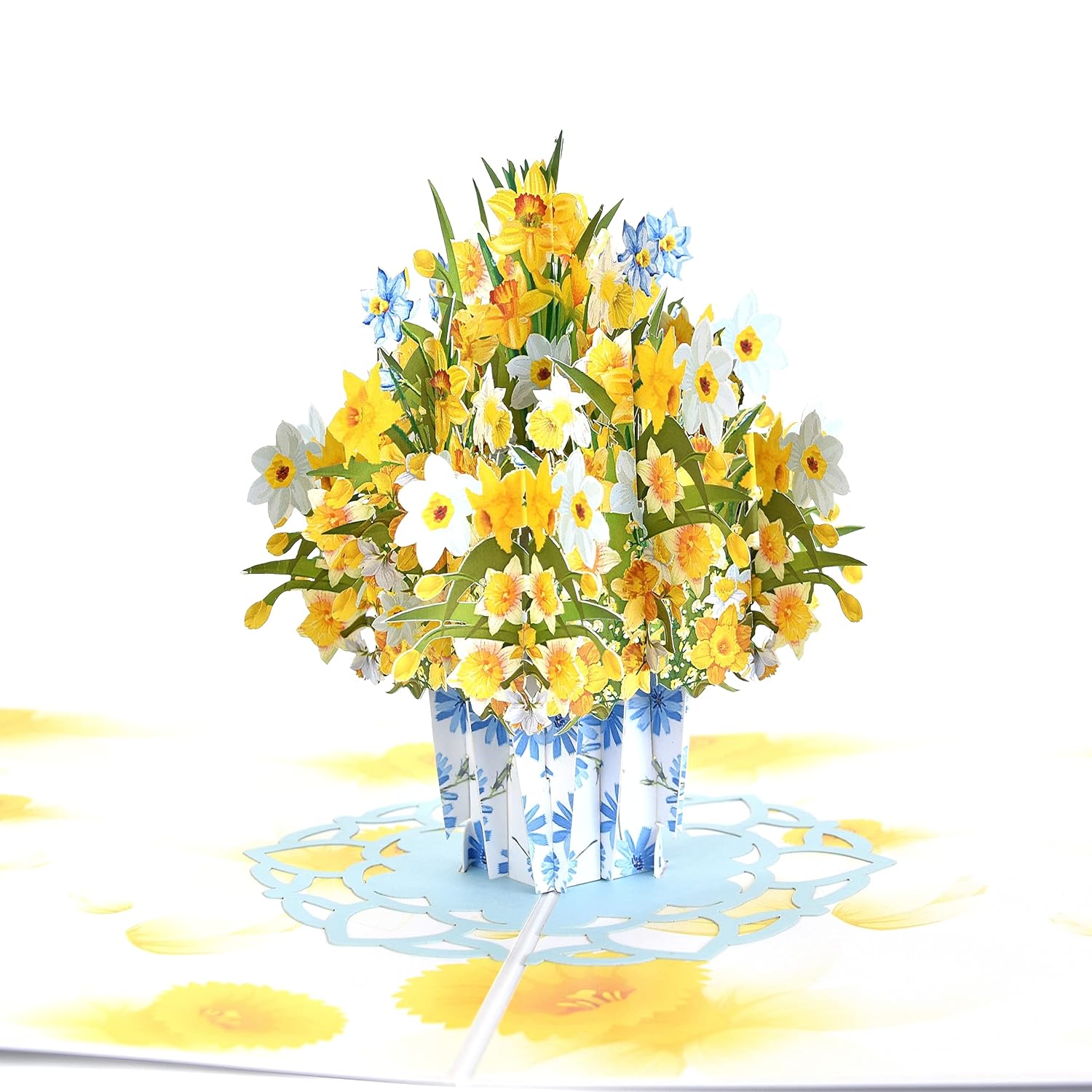 Daffodil Flower Bouquet In Vase Pop Up Birthday Card, Mother'S Day Card, Spring Card, Thinking Of You