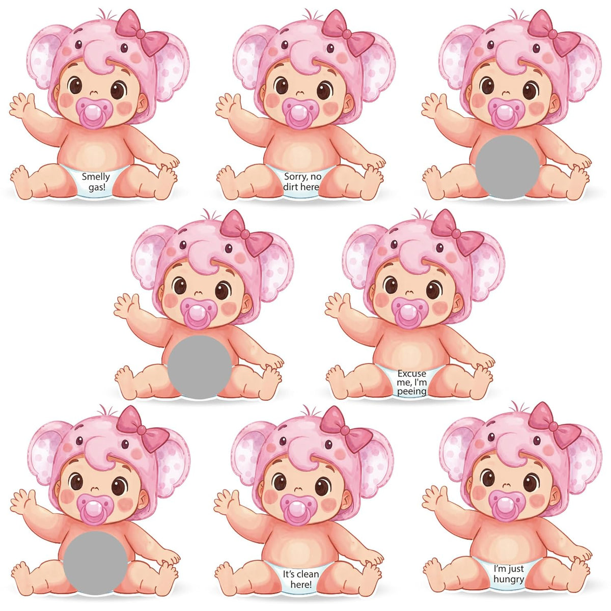 40Pcs Baby Shower Scratch Off Poop Game Cards With Diy Film Stickers For Baby Shower Party Favor Supplies(Pink)