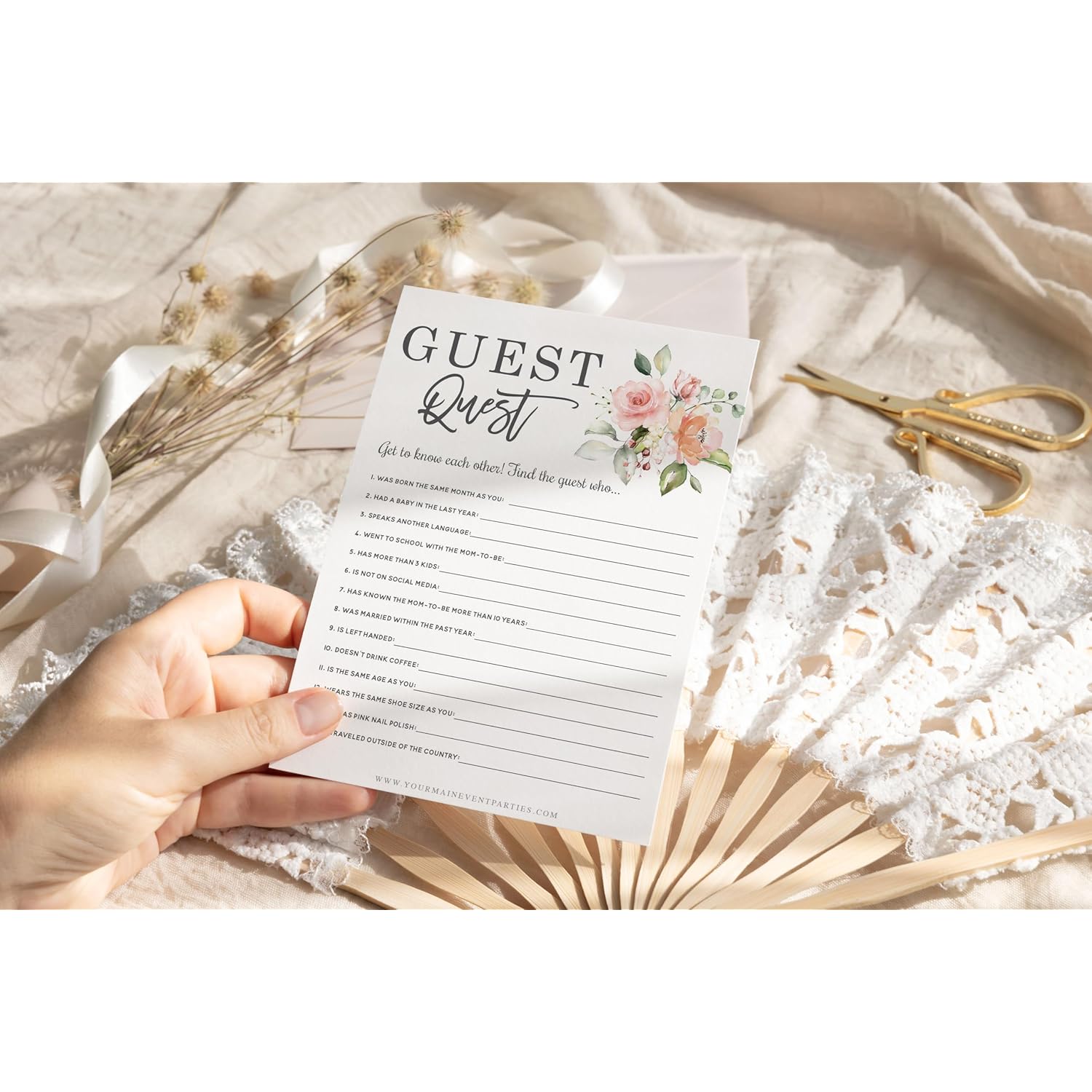 Floral Baby In Bloom Baby Shower Games, Fun Activities For 25 Guests(Bingo, Who Knows Mommy Best, Guest Quest And Guess Who)
