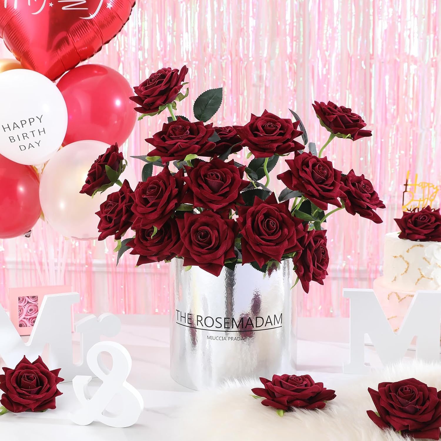15Pcs Burgundy Roses Artificial Flowers 4.33" Velvet Flowers With Long Stem Fake Roses For Valentine'S Day, Wedding Bridal Bouquets, Floral Arrangement, Table Centerpieces, Home Decorations