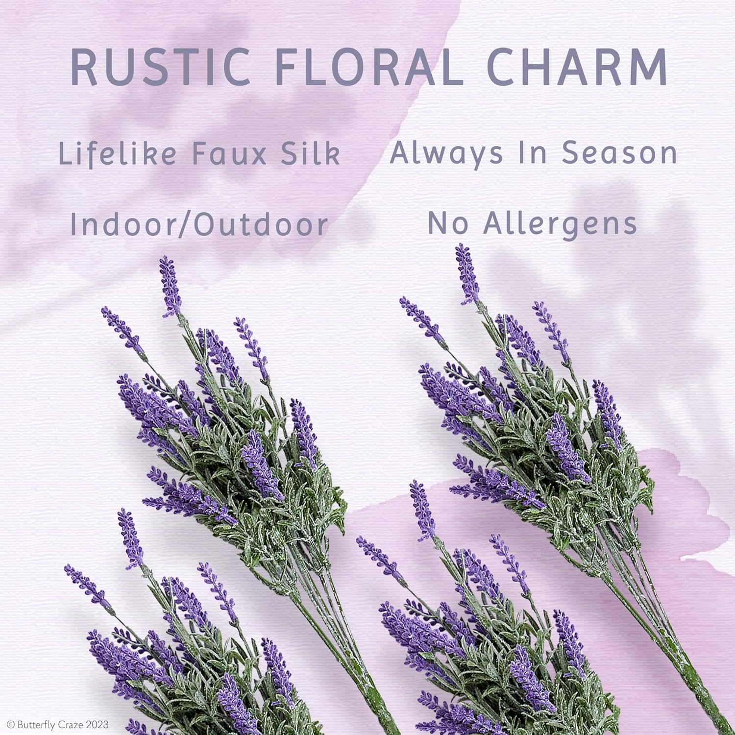 Lavender Artificial Flower Stems - Uv-Protected Outdoor Artificial Plants - Plastic Flowers For Outdoors - Floral Picks For Weddings & Centerpieces - 4 Pack, 14.5"-16.5"