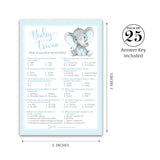 Blue Elephant Baby Shower Games — Baby Trivia Game — Pack Of 25 — Boy Shower Activity, Fun Facts, Little Peanut Couples Shower Birthday Party G501-Trv