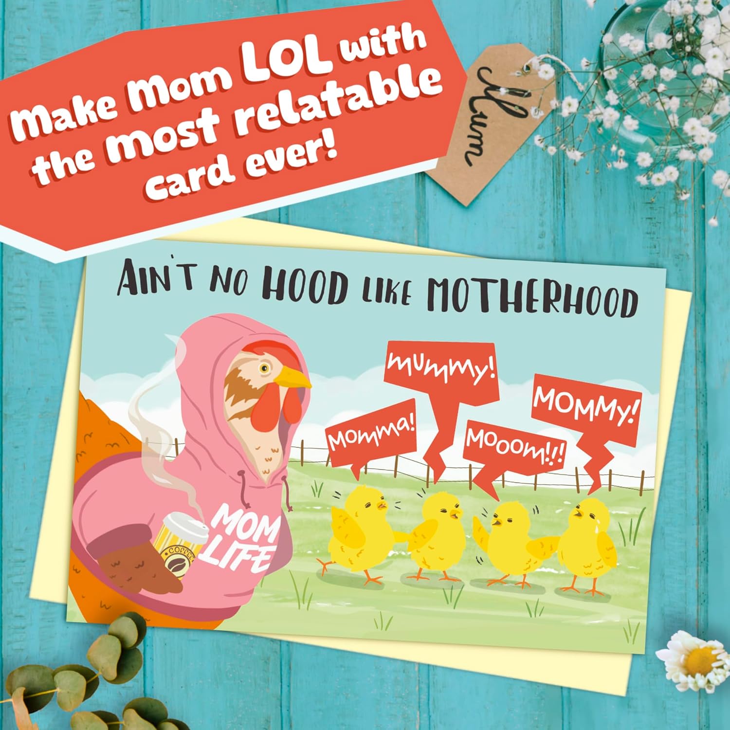Funny Mothers Day Card For Wife, Daughter - Hilarious Gift From Husband To Moms Or Daughters With Young Children - 4 X 6 Inches