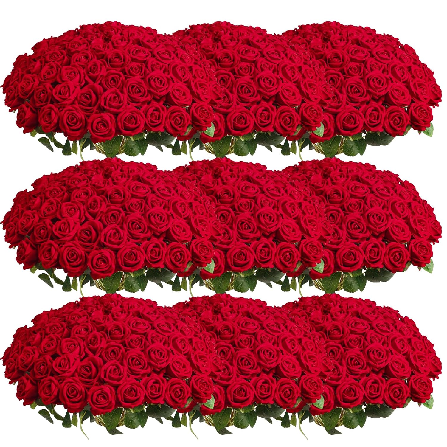 154Pcs Red Roses Artificial Flowers - Realistic Faux Red Roses For Wedding Wedding, Table Centerpiece, Home Party, Valentine'S Day, Mother'S Day, Anniversary Decorations