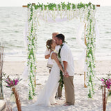5Pcs 7.2 Ft/Piece Artificial Wisteria Garland Silk Fake White Wisteria Flowers Hanging Greenery Vines Garlands Rattan For Home Garden Wedding Arch Party Indoor Outdoor Decor
