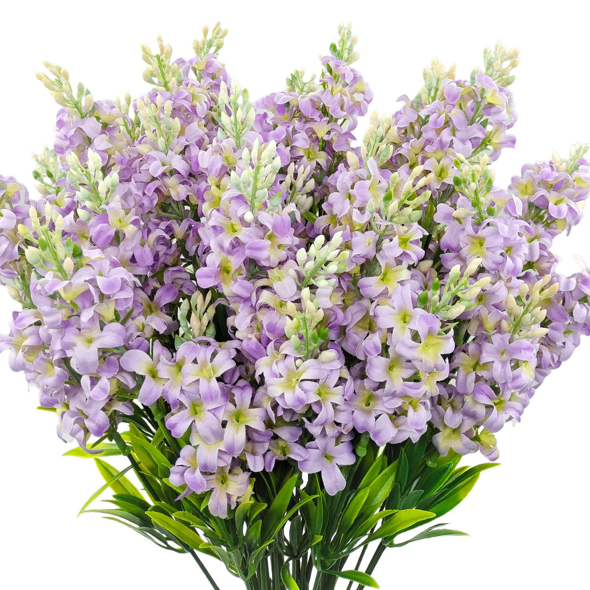 6 Bundles Artificial Lilacs Flowers Fake Silk Flower Faux Plastic Plant Floral Arrangement For Home Indoor Outdoor Garden Window Box Porch Pots Patio Planters Table Vase Decor(Purple)