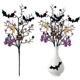 3 Pack Artificial Halloween Floral Picks Purple Orange Black Berry Stems Halloween Tree Branches With Glitter Ball For Halloween Party Flower Arrangement Centerpieces (Black)