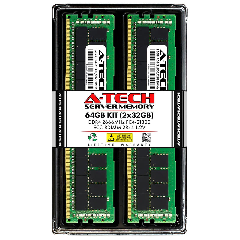 64Gb Kit (2X32Gb) Ddr4 2666Mhz Pc4-21300 Ecc Rdimm 2Rx4 1.2V Dual Rank Ecc Reg