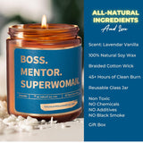 Boss Gifts For Women - Lavender Vanilla Candle | Boss Lady Appreciation Gifts For Female Manager, Supervisor | Office Present Idea For Job Promotion, Retirement, Galentines, Bosses Birthday Present