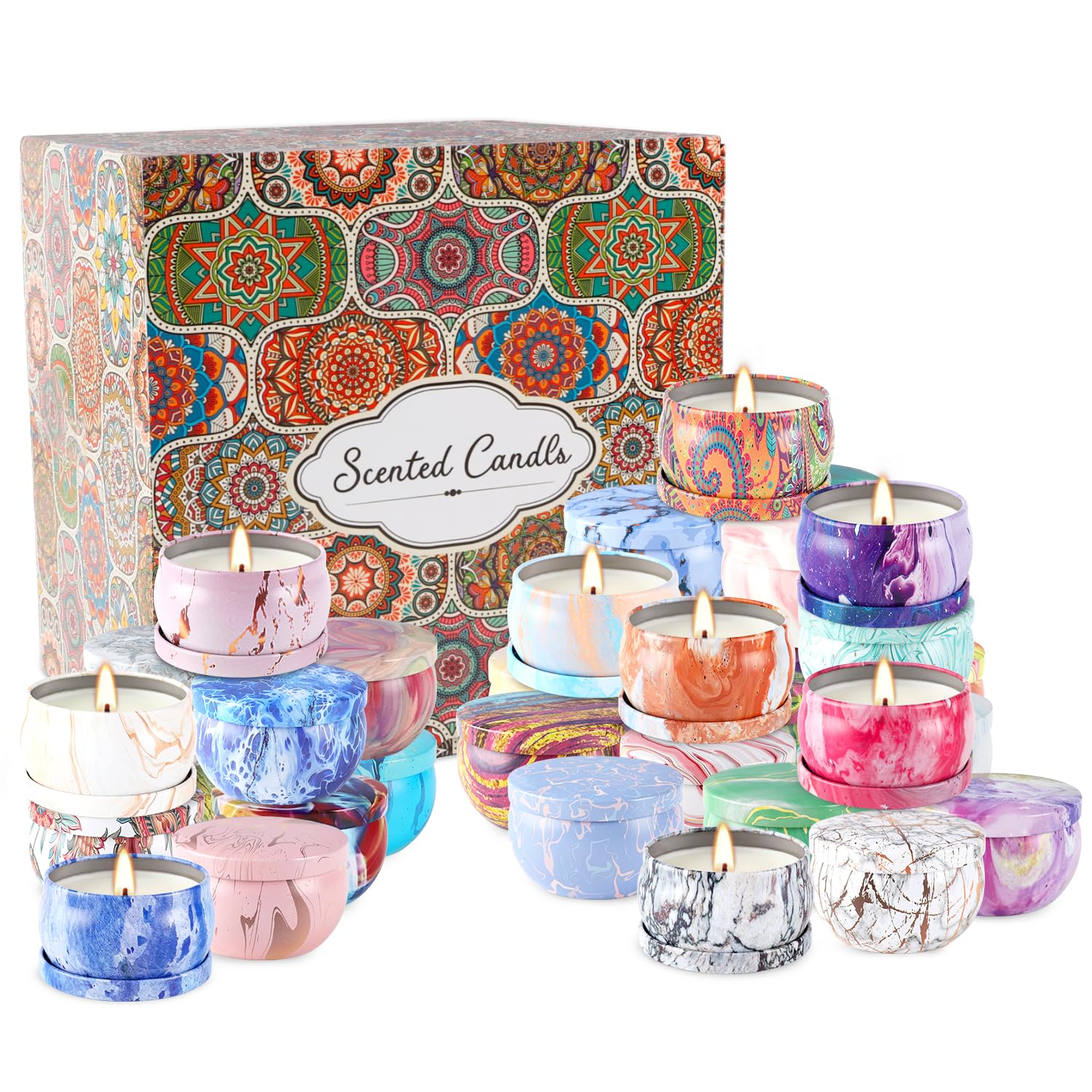 36 Pack Scented Candles Gift Set For Woman, Jar Candle, 2.5 Oz Soy Wax Tin Candle-Ideal Gift For Travel Home Décor
