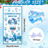 Winter Christmas Door Cover Decoration Classroom Snow Globe Snowflakes Banner Xmas Hanging Decor For Front Door Porch Holiday School Party Supplies (Learning Is Snow Much Fun)