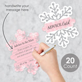 Big Dot of Happiness Pink Winter Wonderland - Wish Card Holiday Snowflake Birthday Party and Baby Shower Activities - Shaped Advice Cards Game - Set of 20